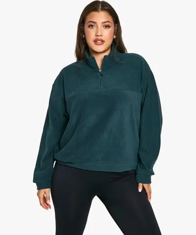 boohoo Womens Plus Mid Zip Fleece Sweatshirt
